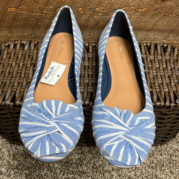 Nautica Women’s Bayard Blue & White Striped Knotted Flats Shoes Size 9 NWT - Picture 5 of 12